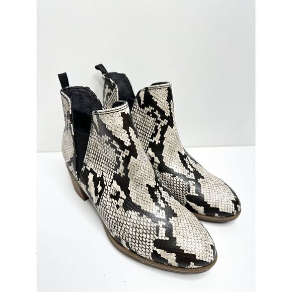 Dr. Scholl’s Boots Womens Sz 6 Teammate Snakeskin Print Block Heel Round Toe - Picture 1 of 8